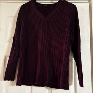 Tommy Hilfiger Women's V-Neck Sweater - Dark Purple